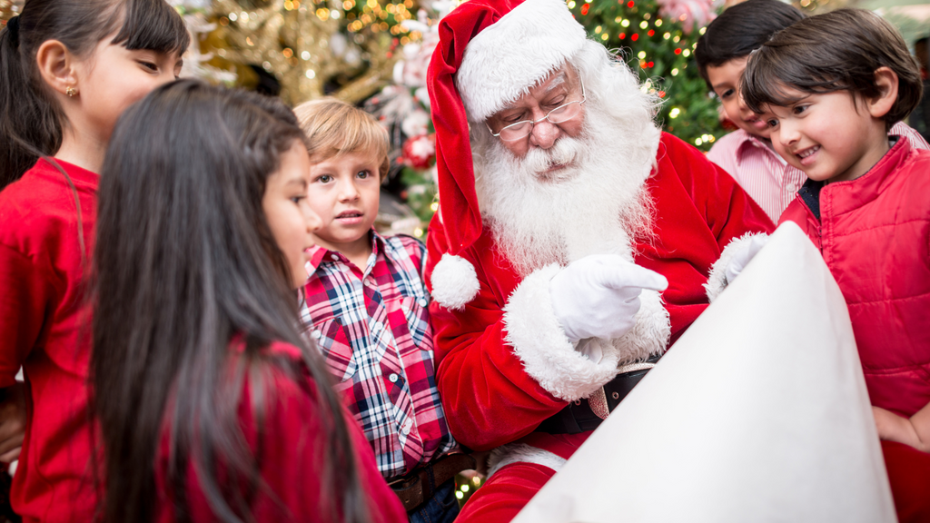 Santa talking with children